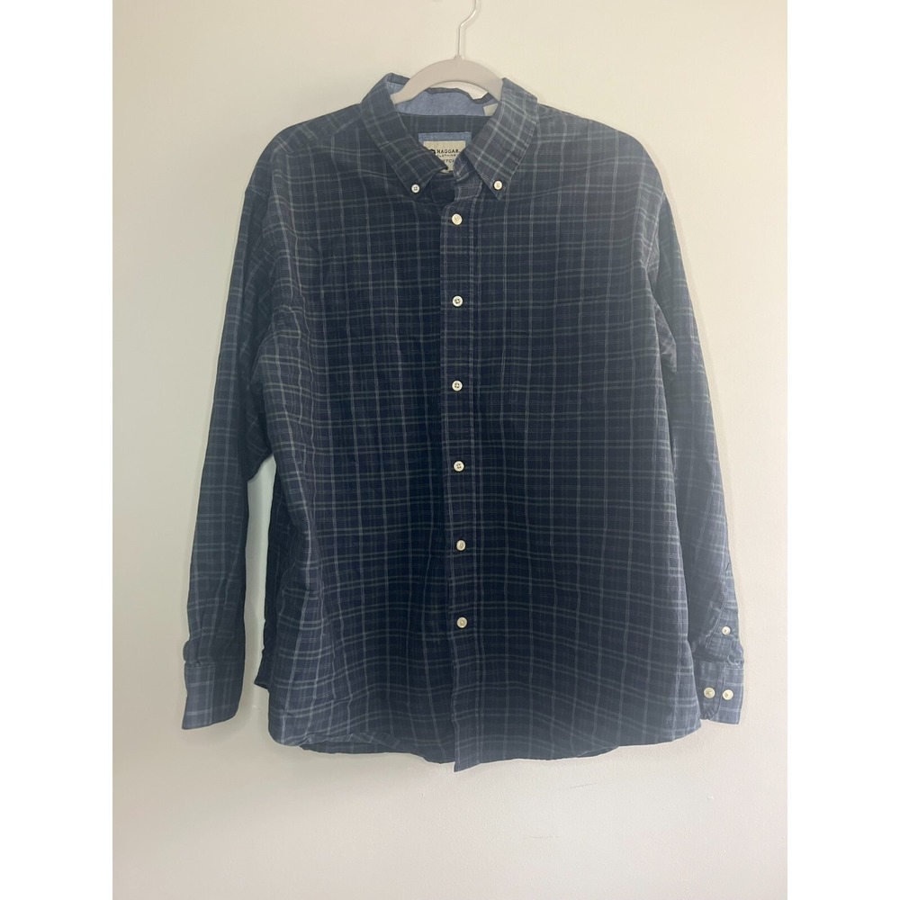 Haggar Clothing Mens XL Multicolor Plaid Flannel Button Up Stretch Shirt
